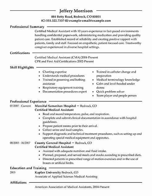 Best Medical assistant Resume Example