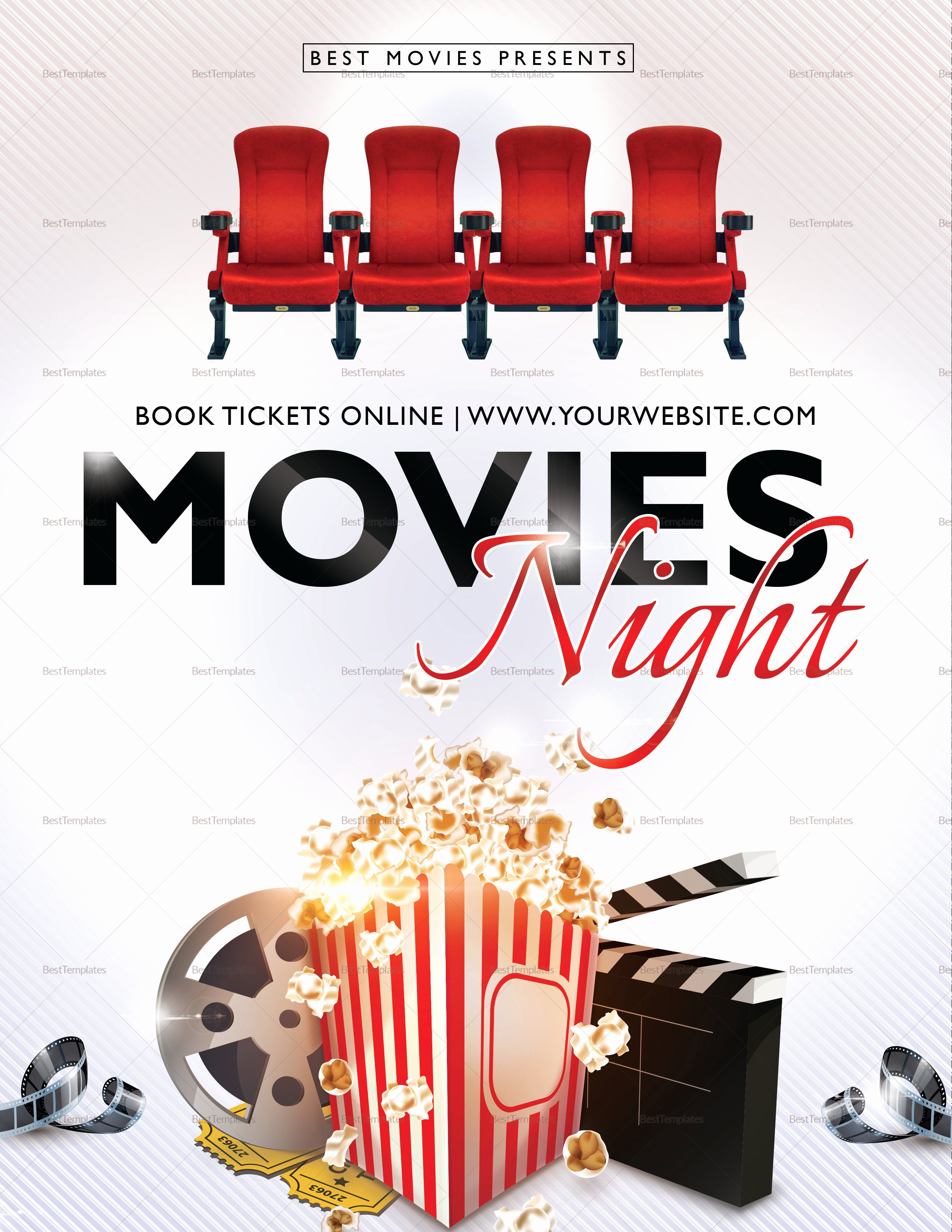 Best Movie Night Flyer Design Template In Psd Publisher Word