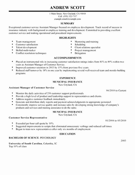 Best Restaurant assistant Manager Resume Example
