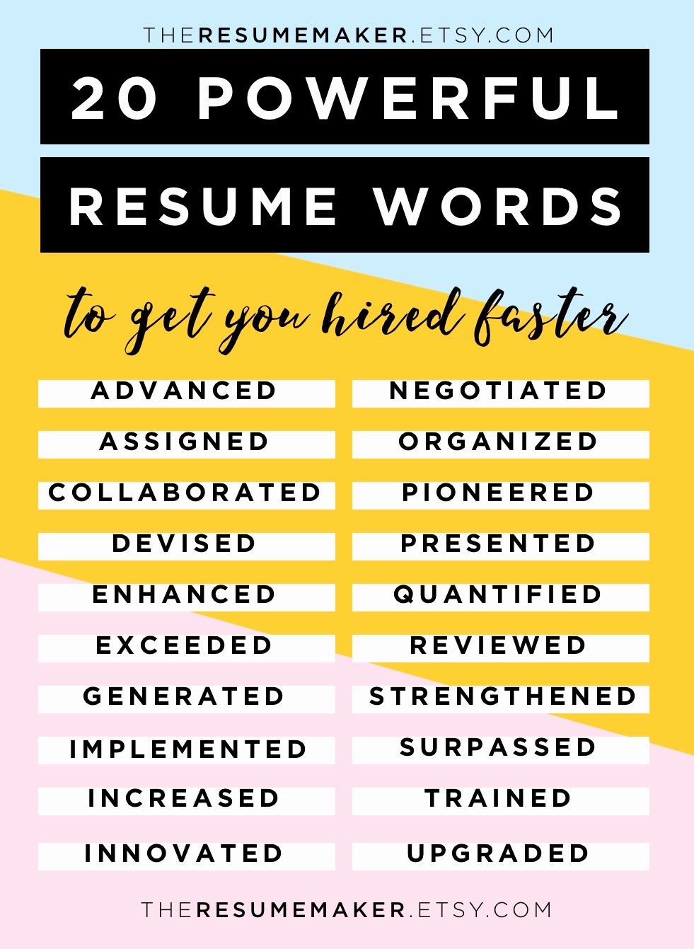 words with letters resume