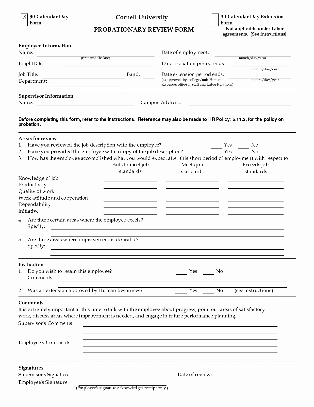 Best S Of 90 Day Probationary form 90 Day Employee