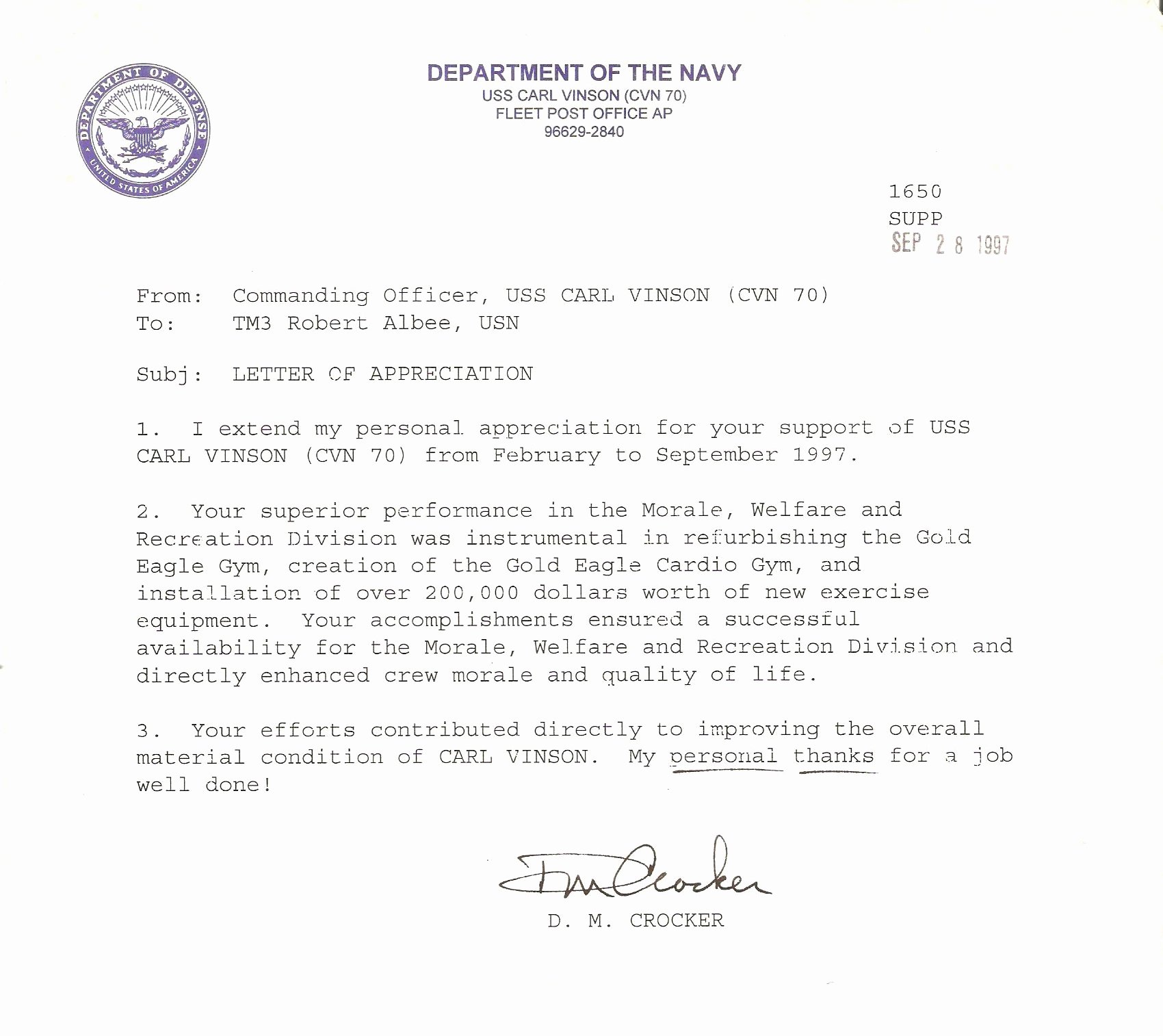 Best S Of Army Letter Appreciation Example