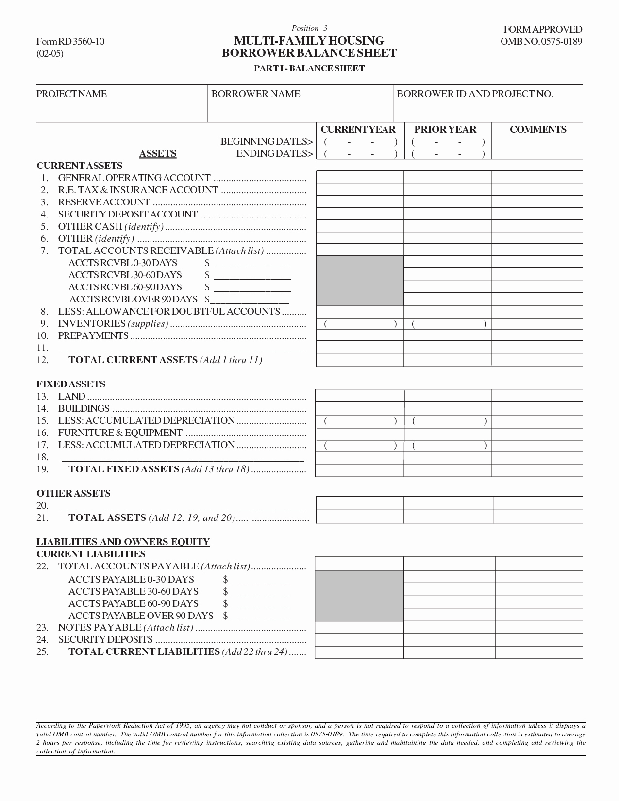post balance sheet template pdf