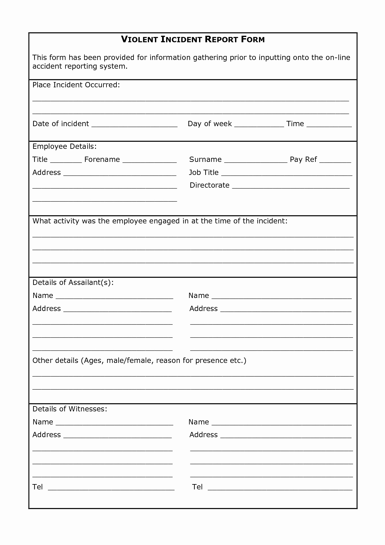 Best S Of Blank Incident Report Template Blank