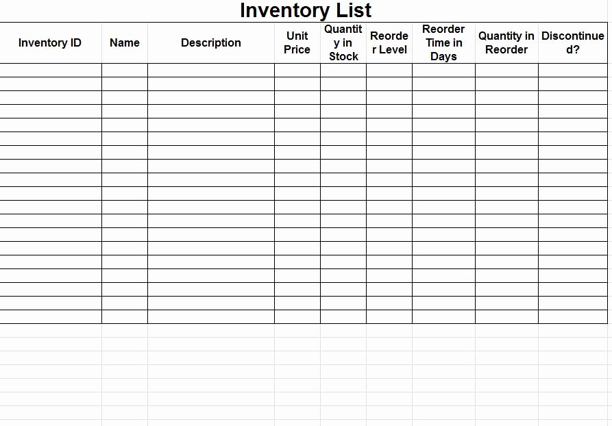 Best S Of Blank Inventory Sheets Free Printable