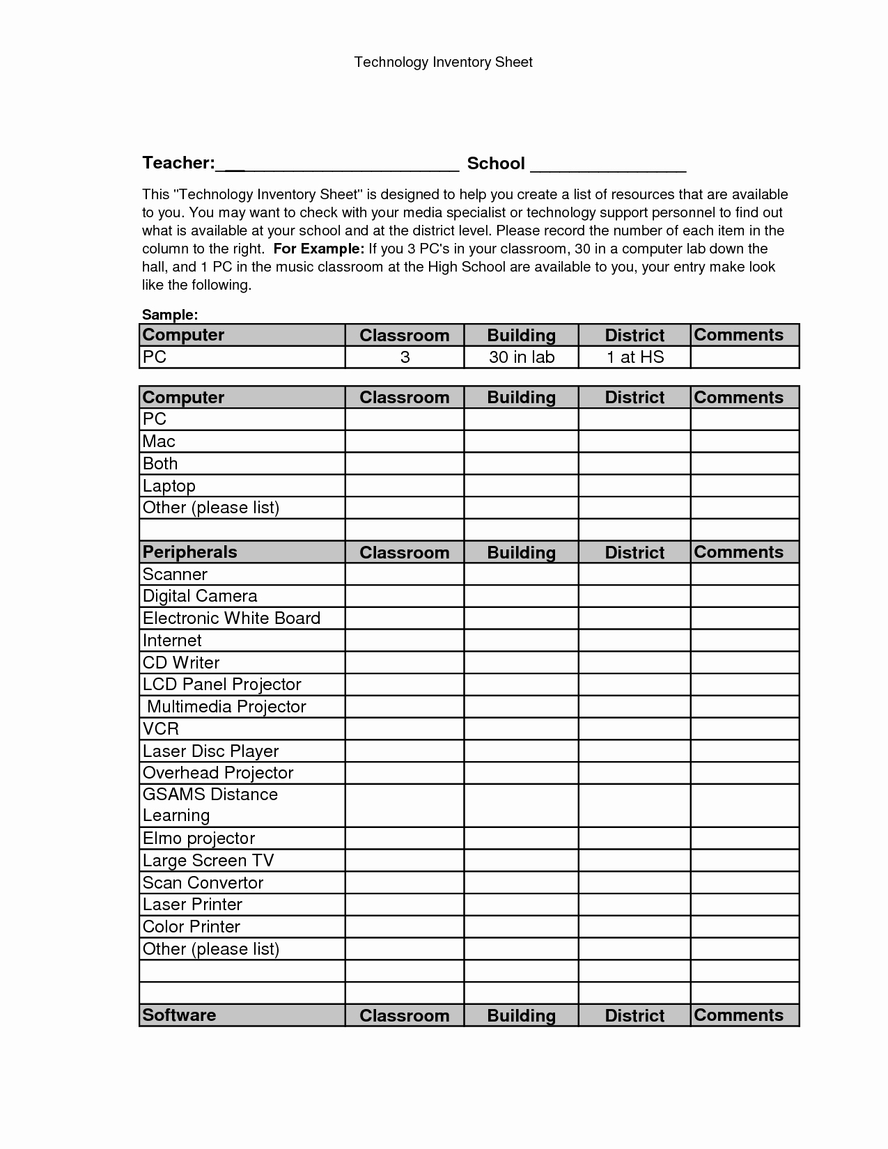 Best S Of Check Out Sheet Printable Equipment Check