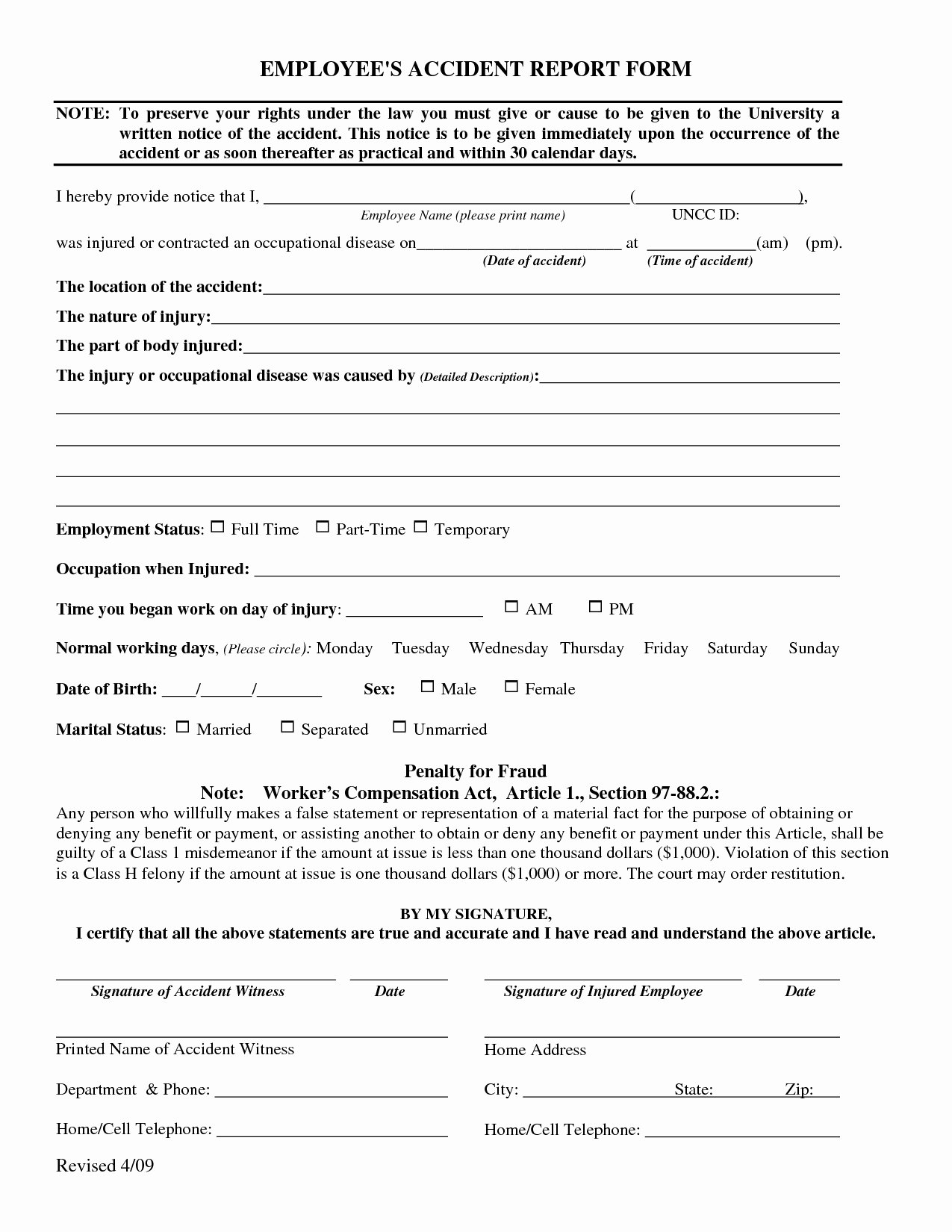 Best S Of Employee Accident Report form Employee