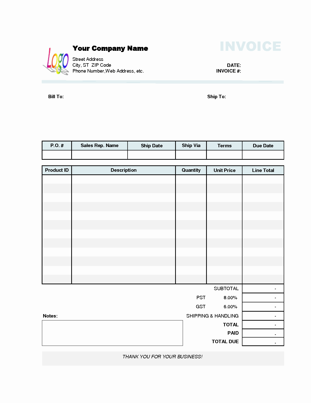 Best S Of Fill In and Print Invoices Free Printable