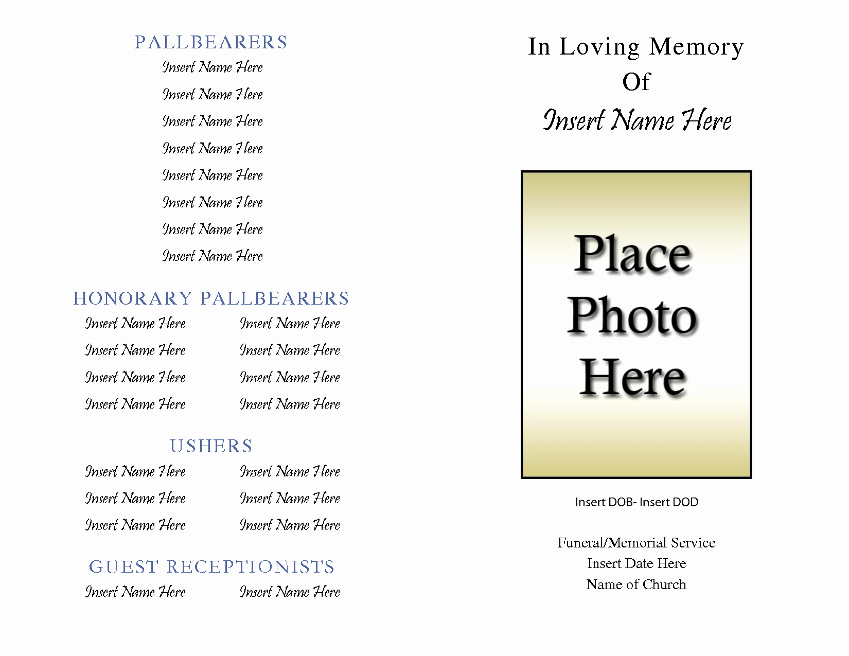 Best S Of Free Printable Obituary Templates Free