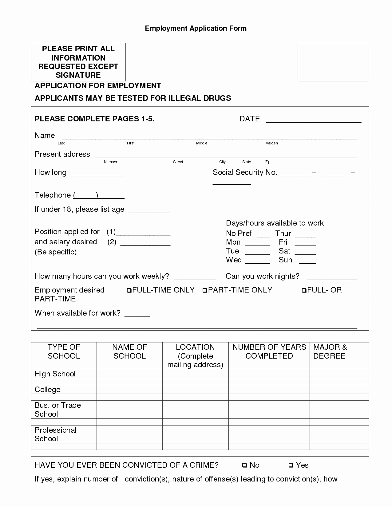 Best S Of General Employment Application form