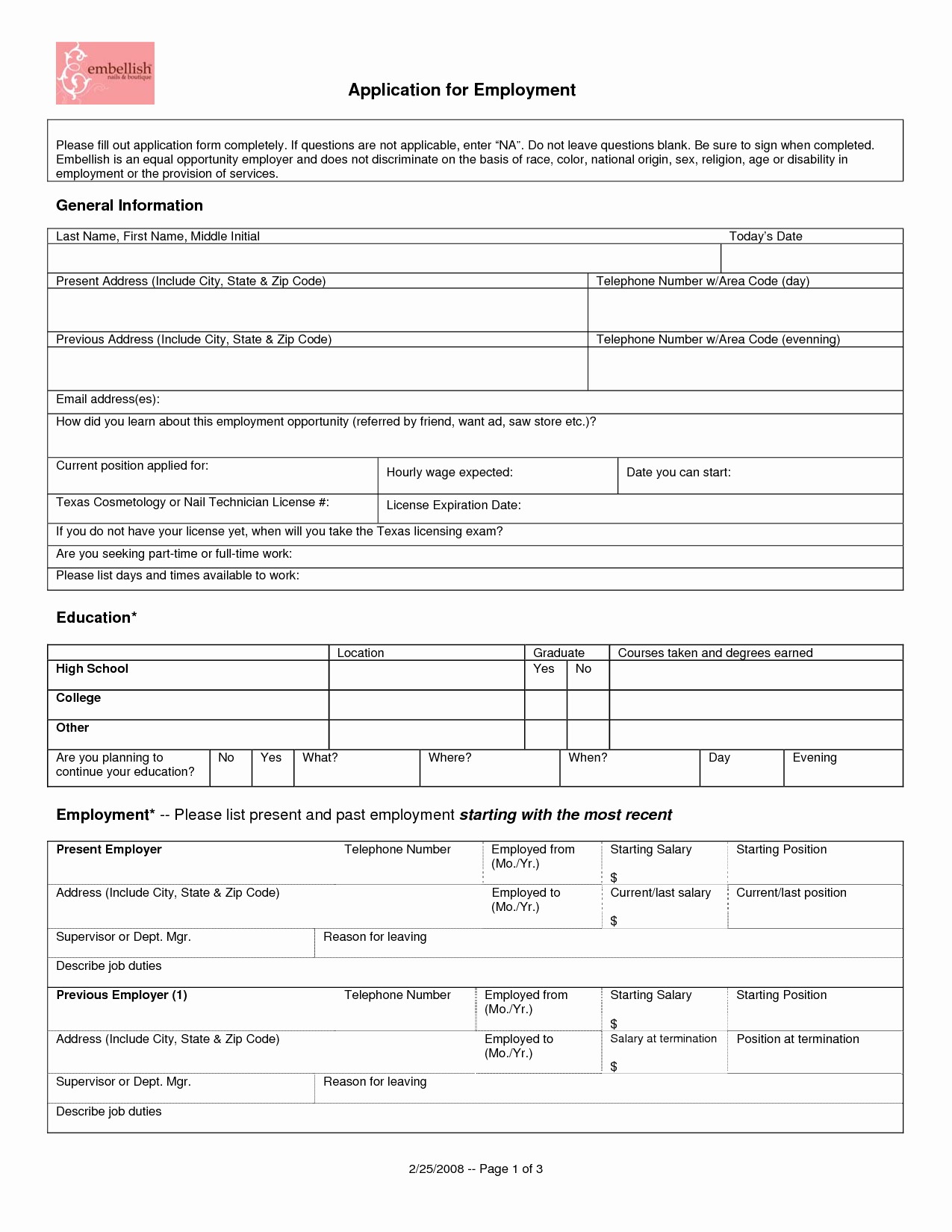 Best S Of General Employment Application form