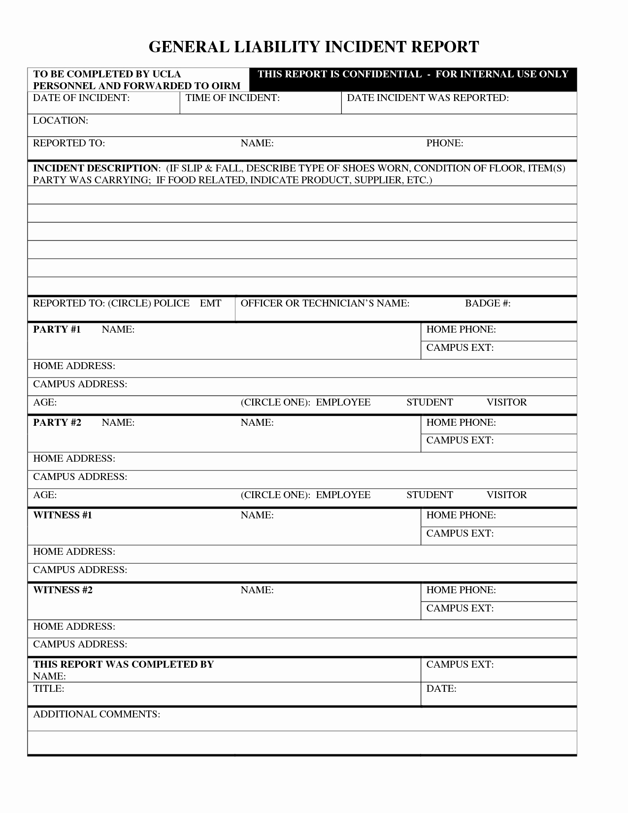 Best S Of General Incident Report Template Car