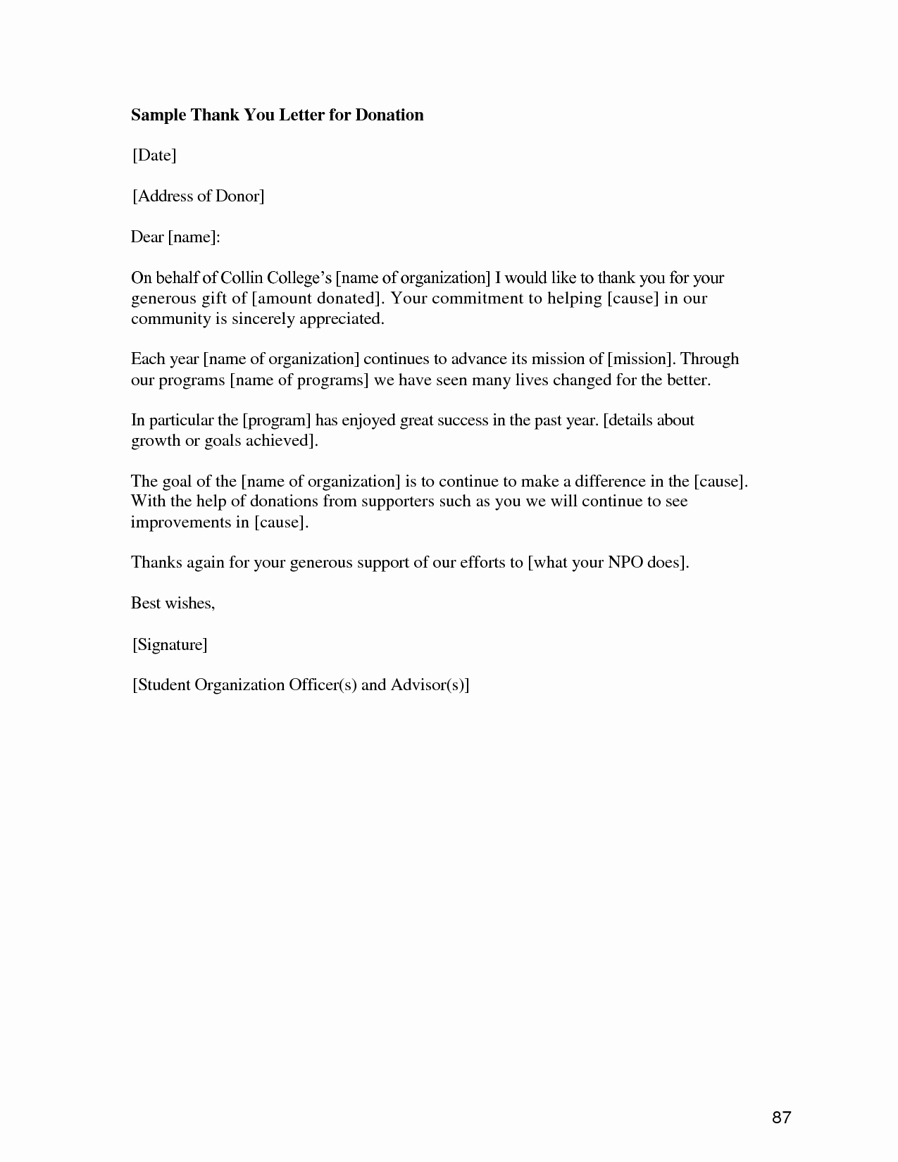 post t donation letter template