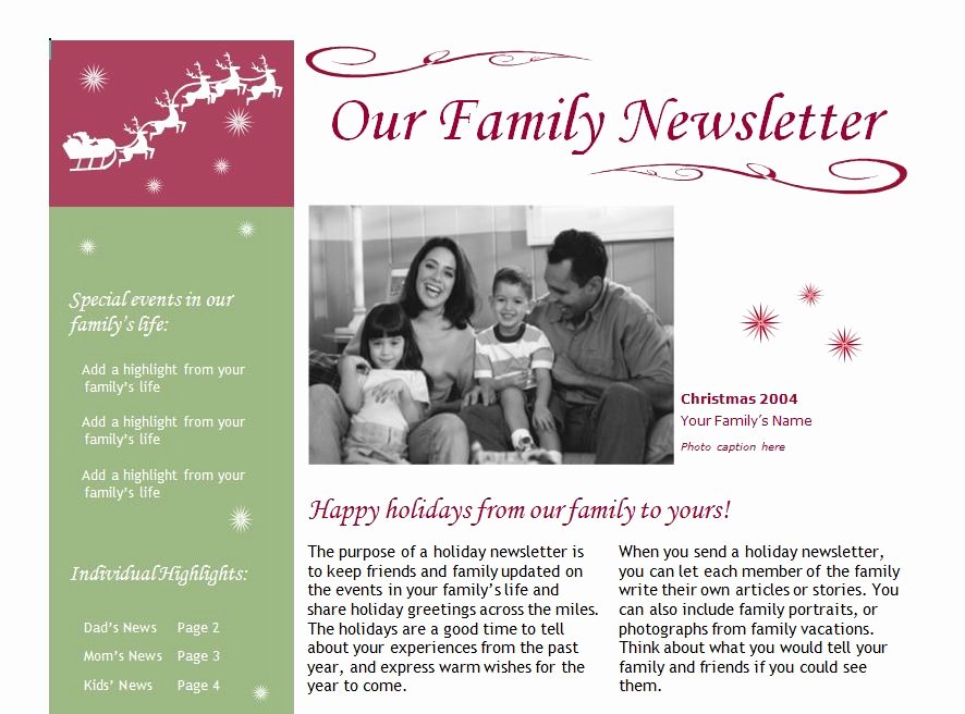 Best S Of Holiday Family Newsletter Template