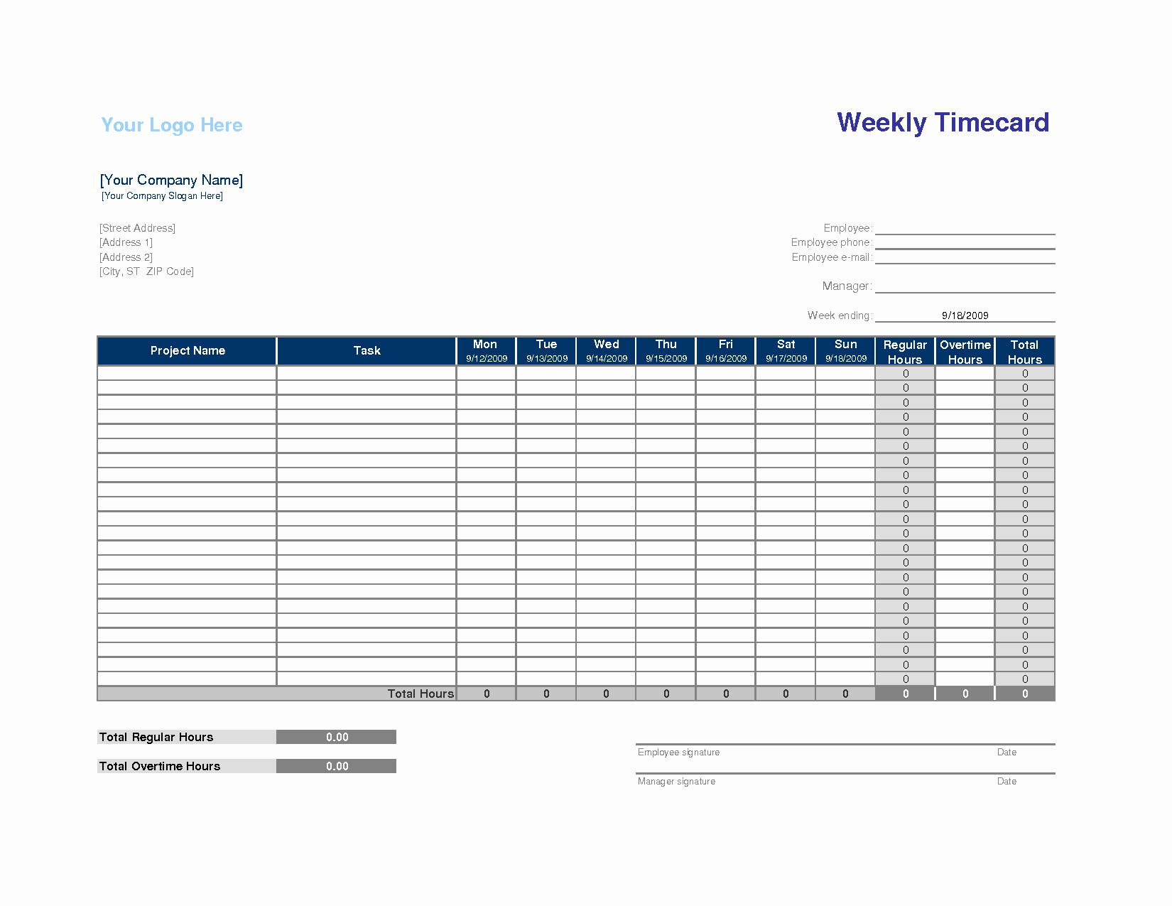 Best S Of Hourly Time Card Template Contractor Time