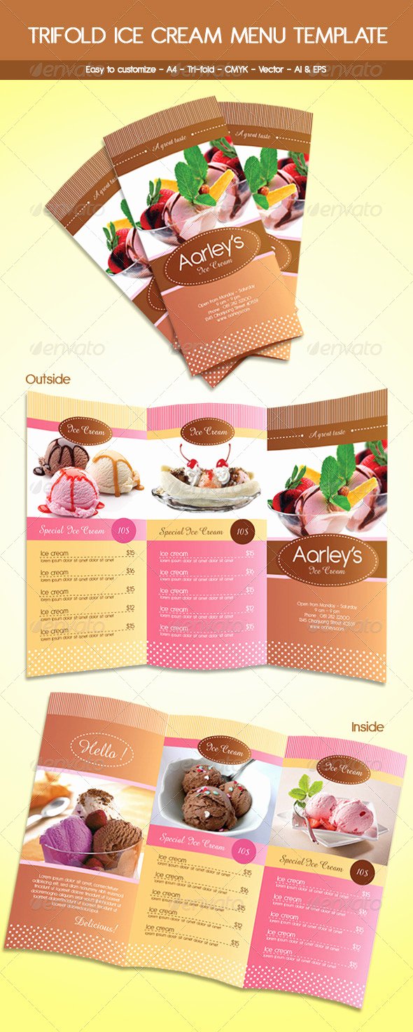 post ice cream shop menu templates