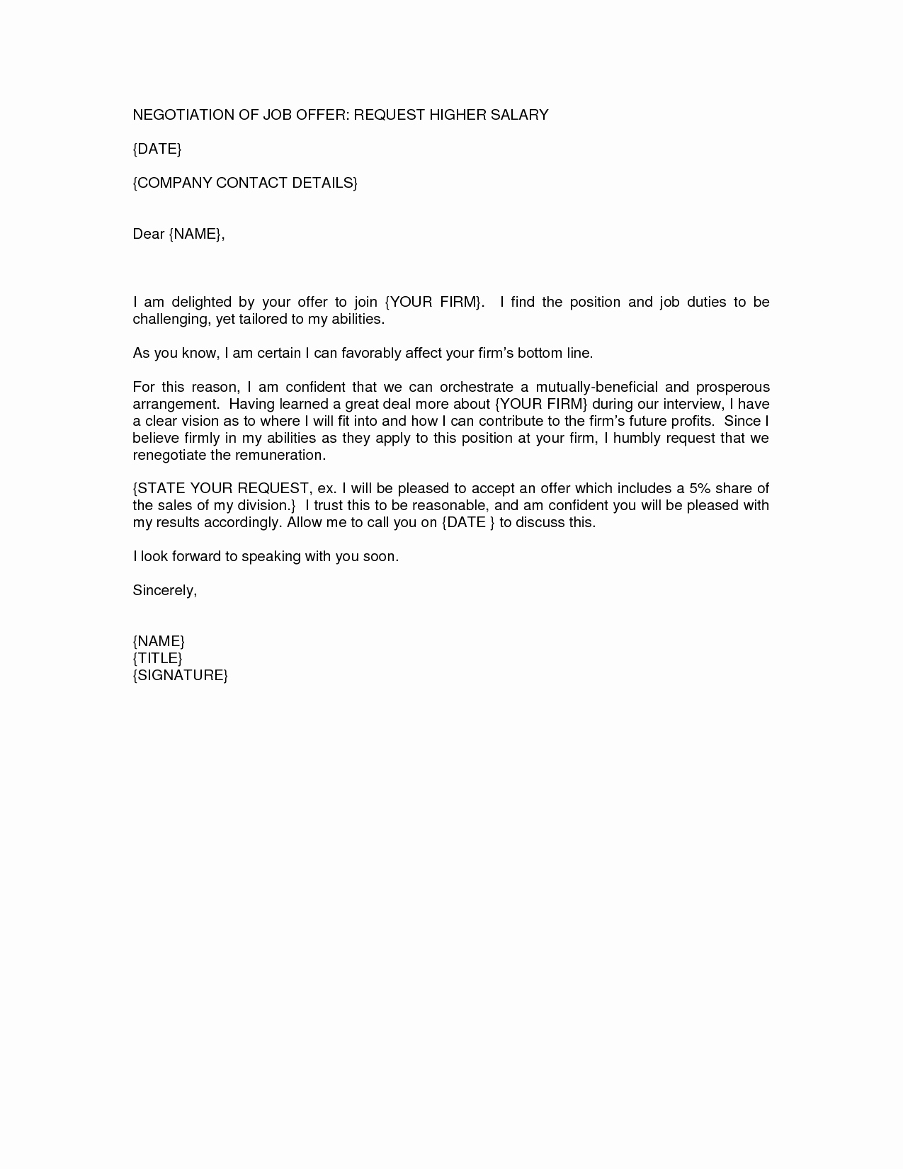 post job counter offer letter example