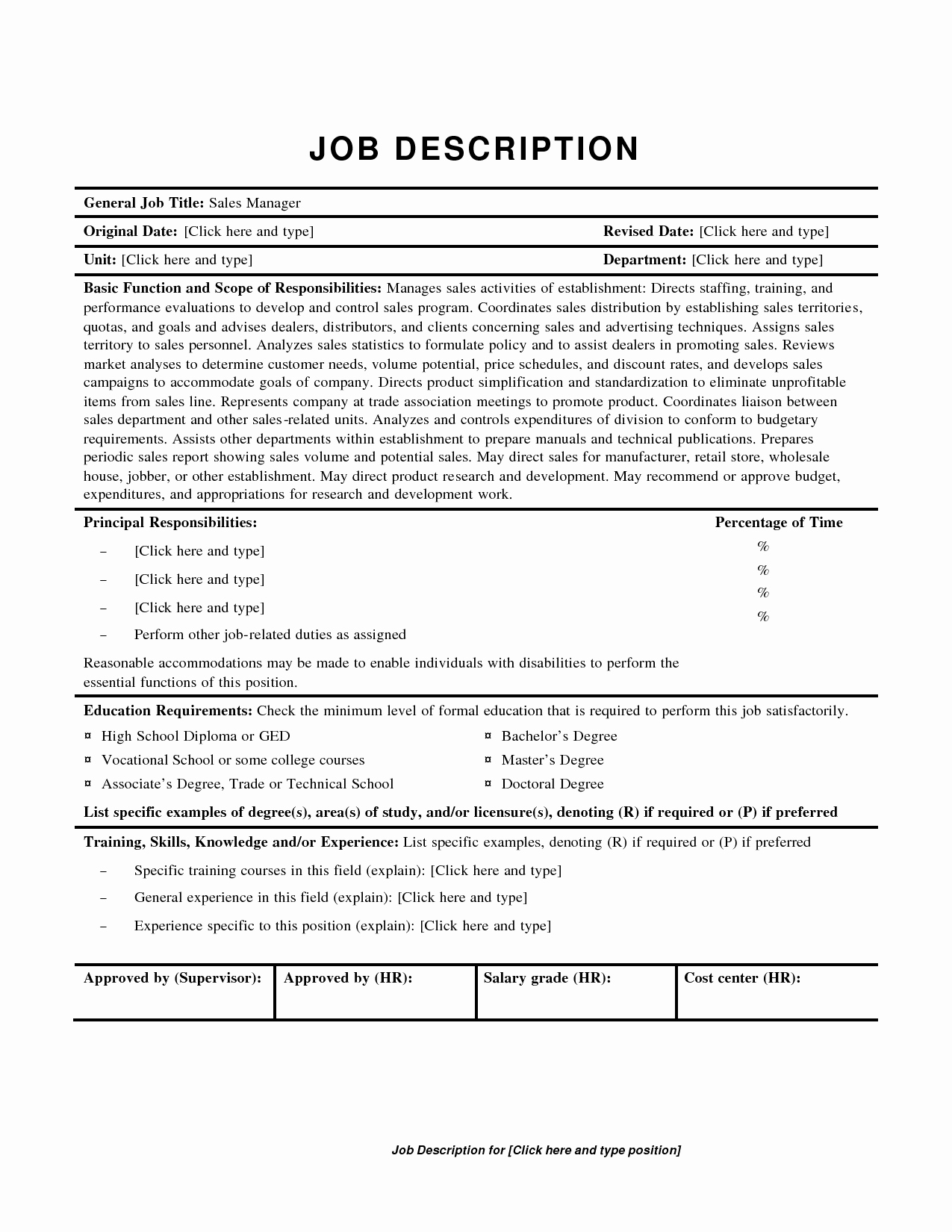Best S Of Job Descriptions and Duties Template Free