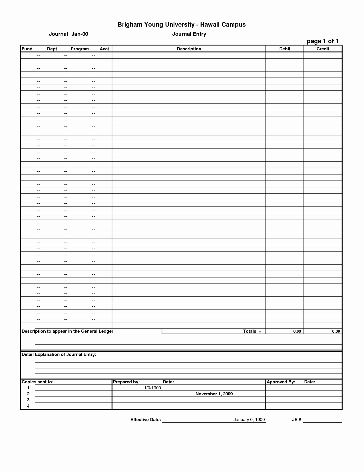 Simple Journal Entry Excel Template