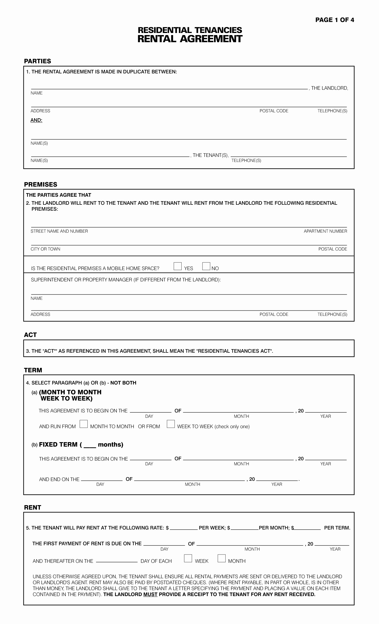 post life tenancy agreement template