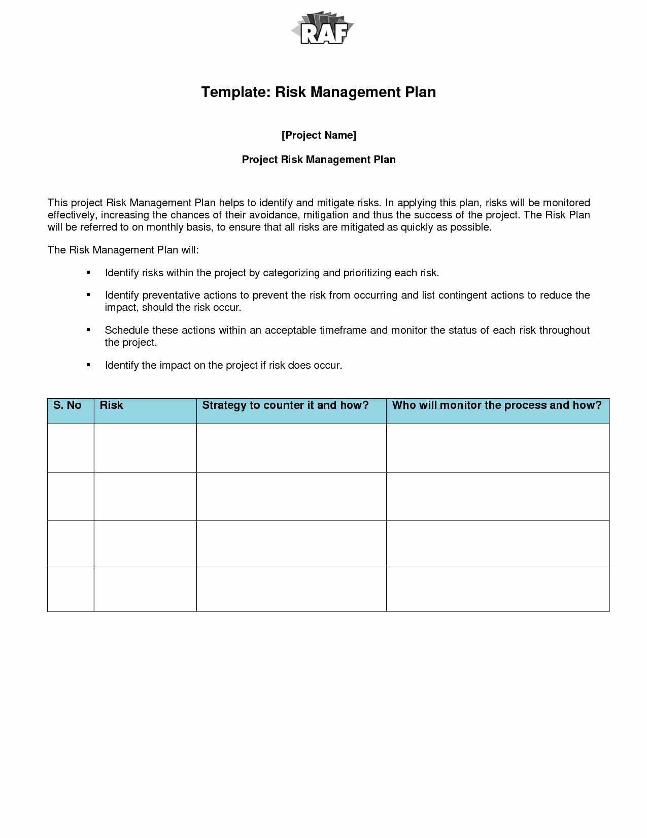 Best S Of Management Plan Template Quality