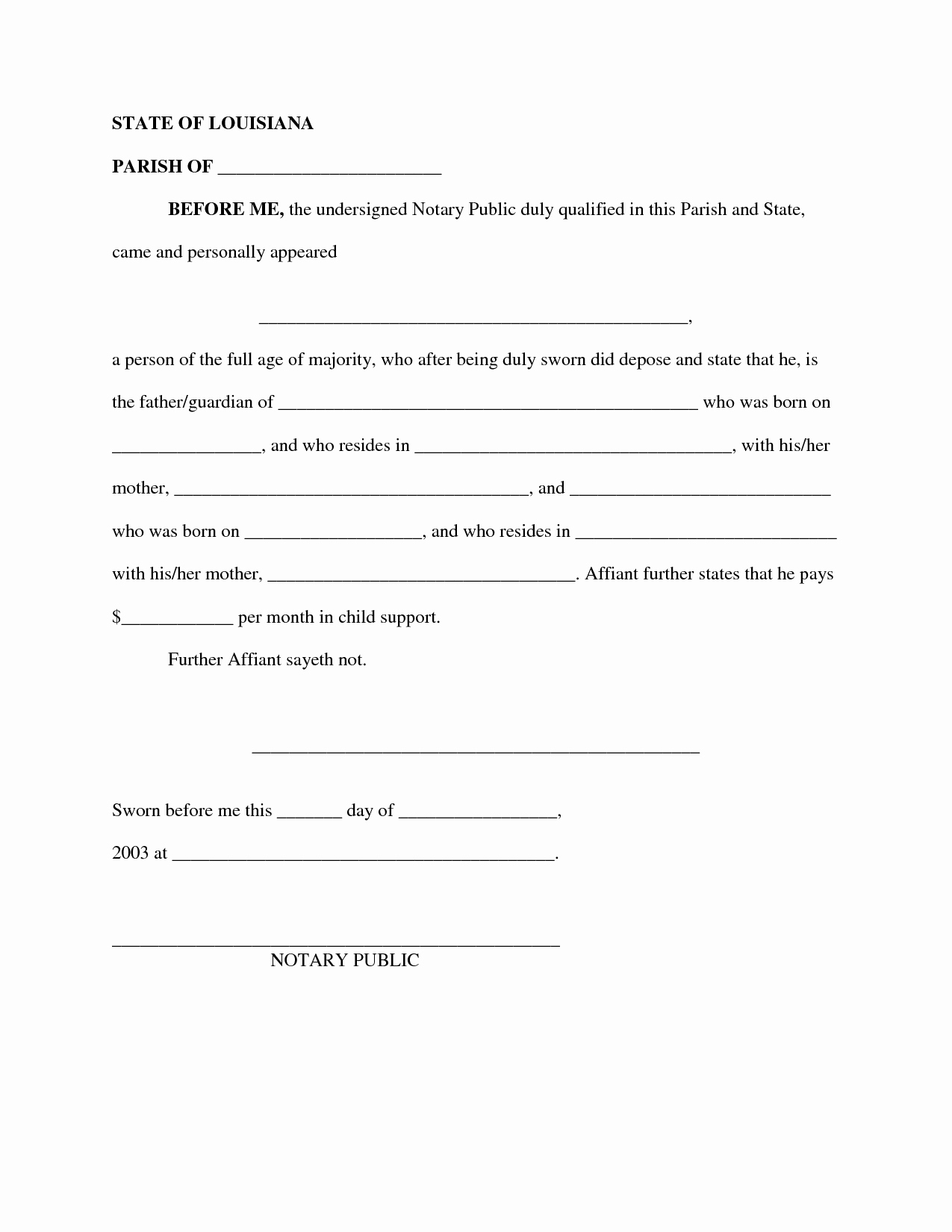 Best S Of Notarized Letter format for Child Support