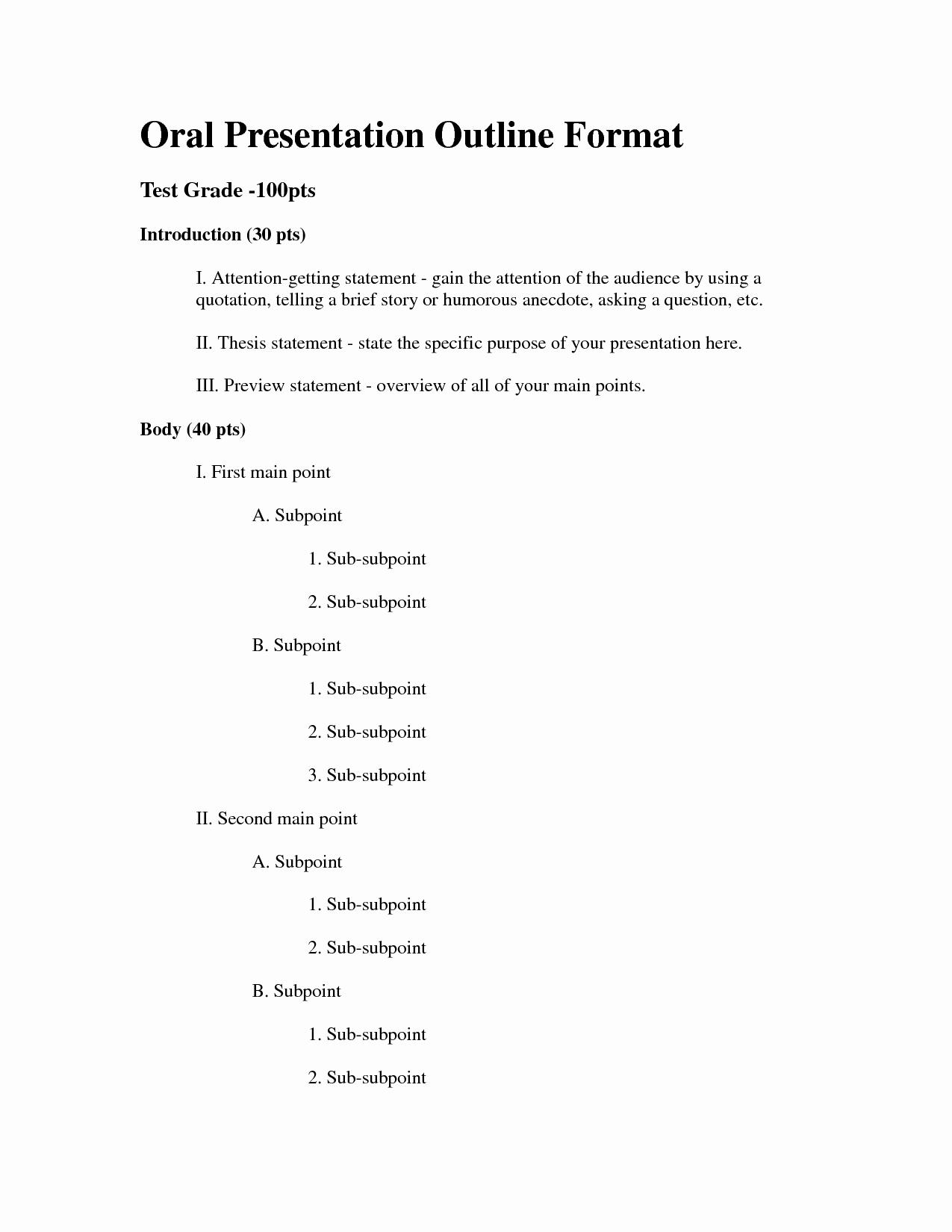Best S Of Presentation Outline format Example