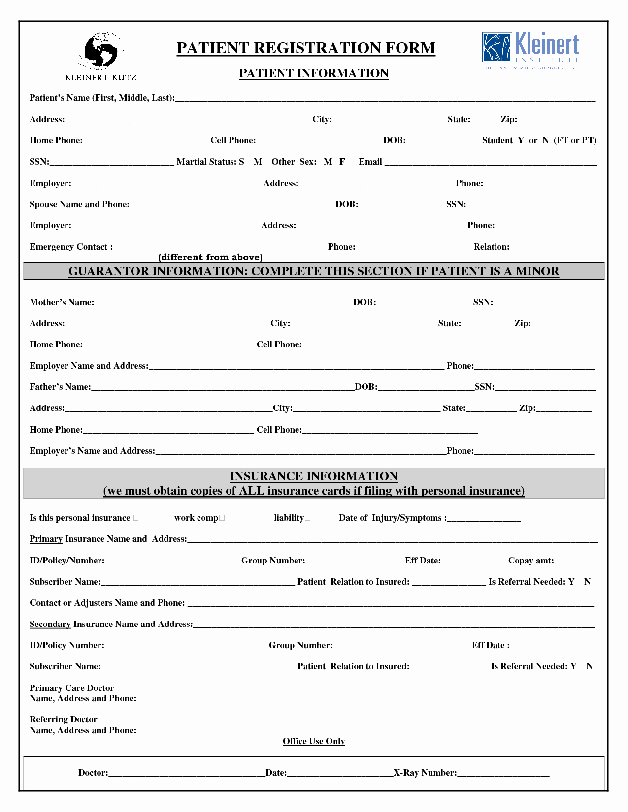 Best S Of Printable Patient Registration forms