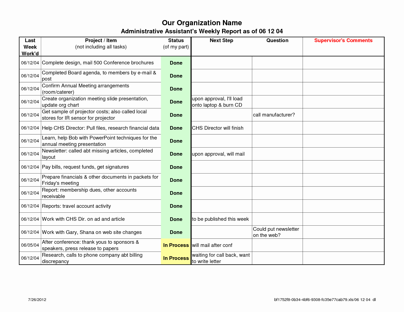 Best S Of Project Management Weekly Status Reports
