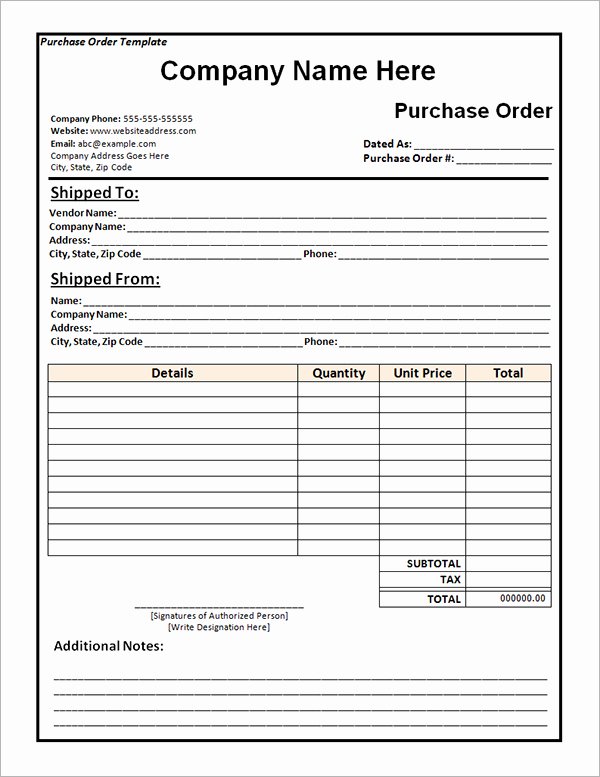 Best S Of Purchase order form Template Word