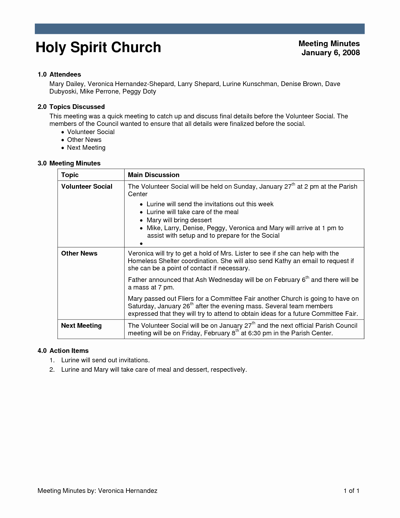 Best S Of Sample Church Meeting Minutes Template