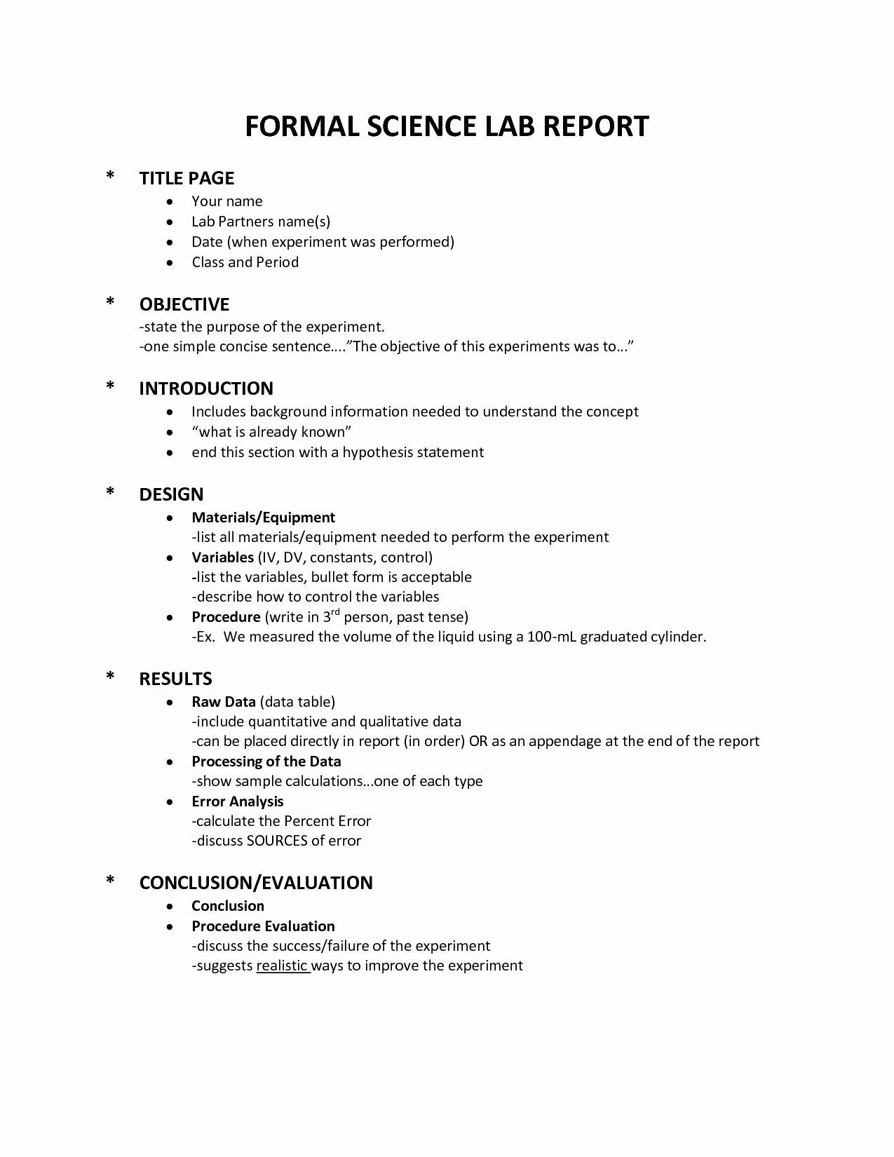 Best S Of Science Project Report Template Science