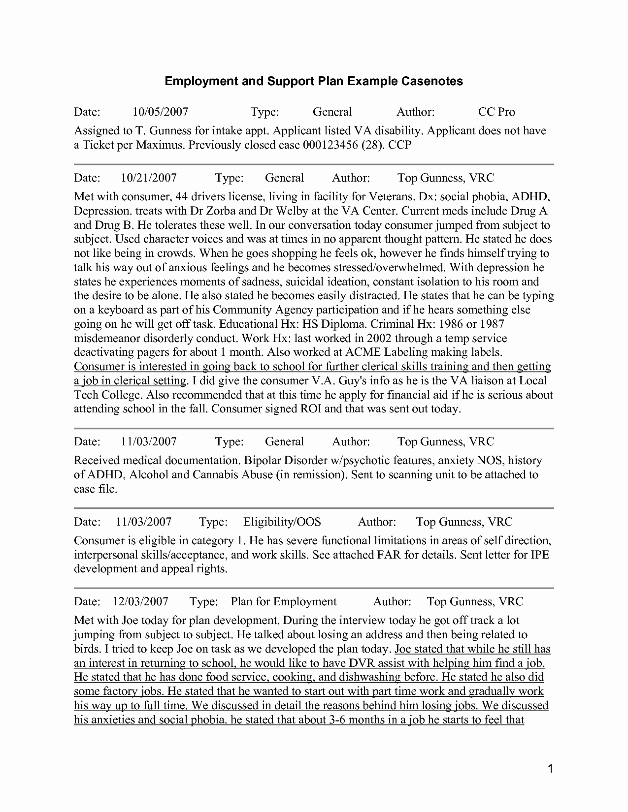 Social Work Case Notes Template