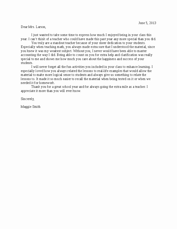 Best S Of Teacher Appreciation Letter Template