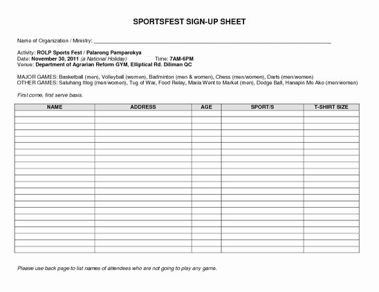 Best S Of Team Sign Up Sheet Printable Blood