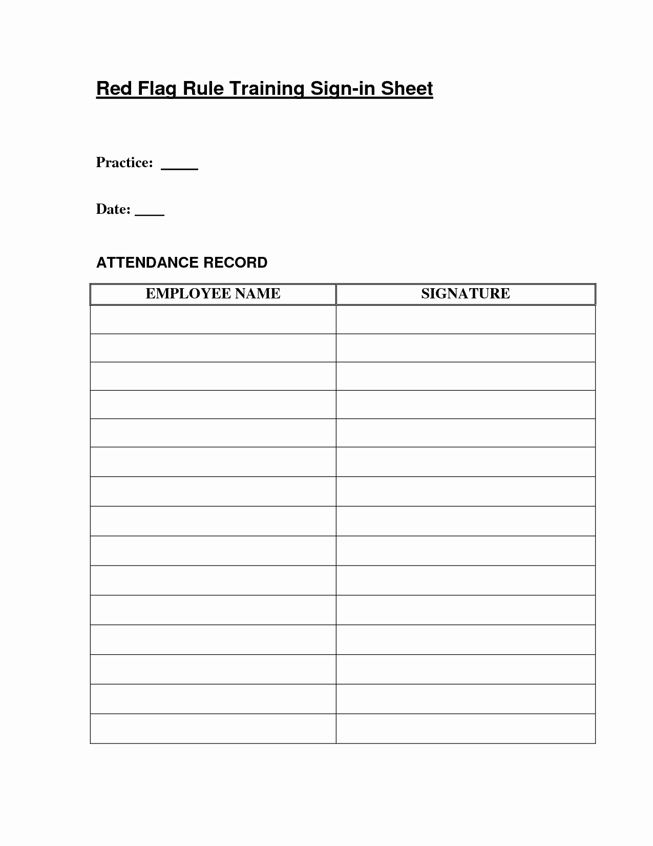 post training sign in sheet template