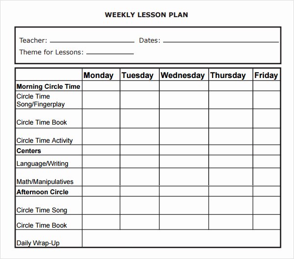 Best S Of Weekly Lesson Plan Template Word Weekly