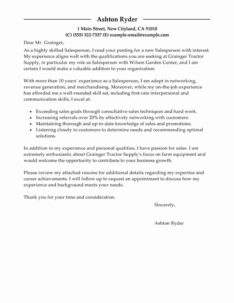 Best Salesperson Cover Letter Examples