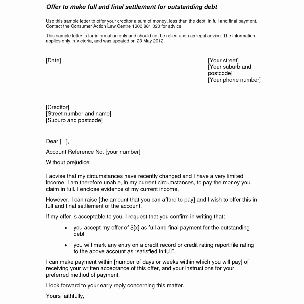 Best Sample Settlement Fer Letter – Letter format Writing