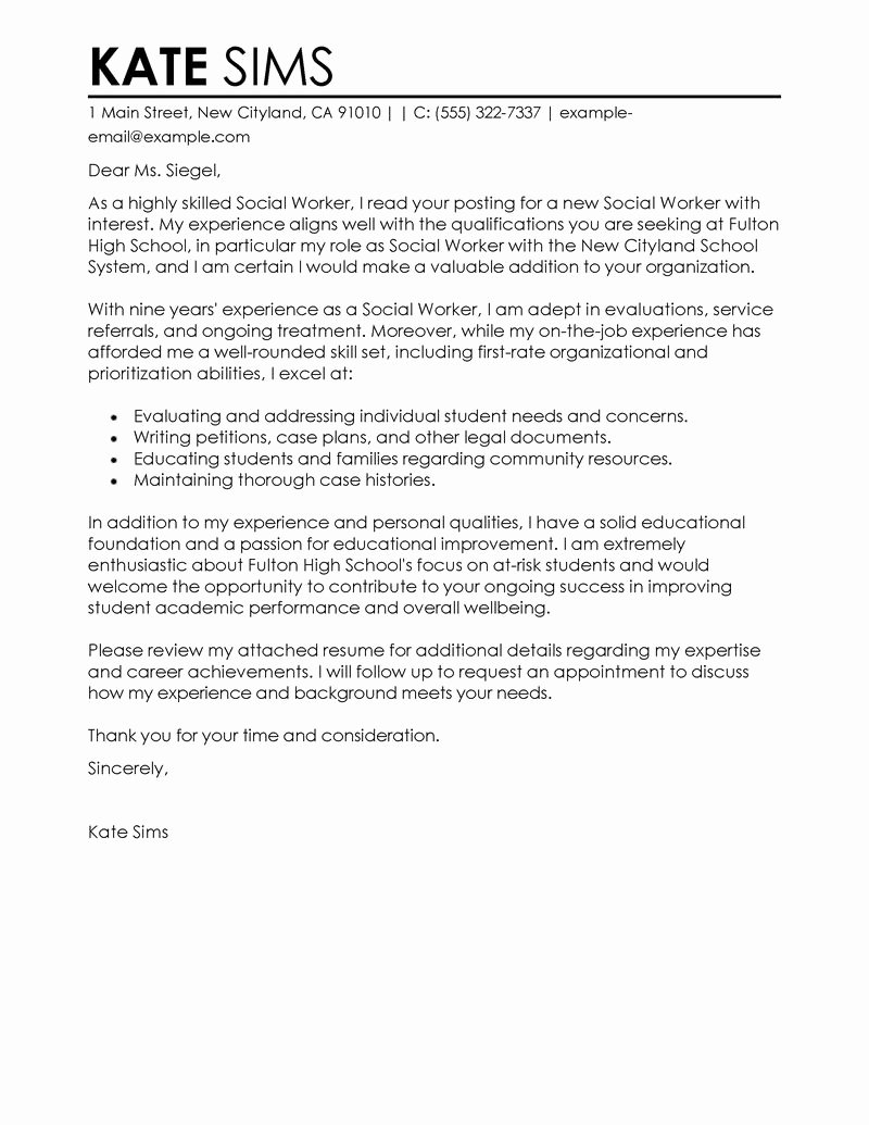 Best social Worker Cover Letter Examples