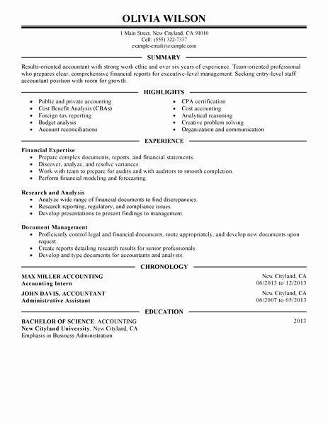 Best Staff Accountant Resume Example