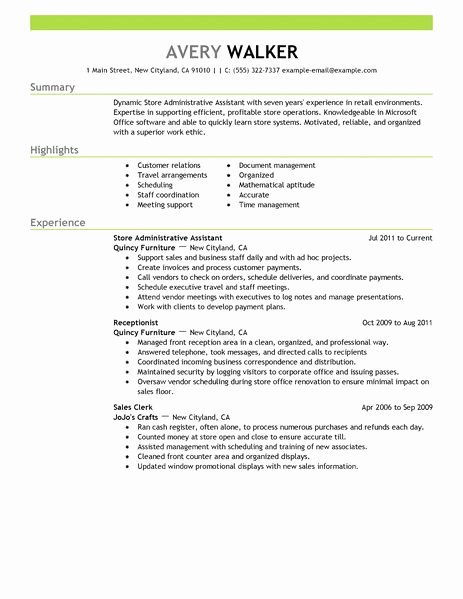 Best Store Administrative assistant Resume Example