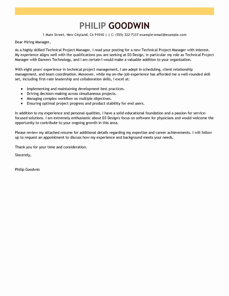 Best Technical Project Manager Cover Letter Examples