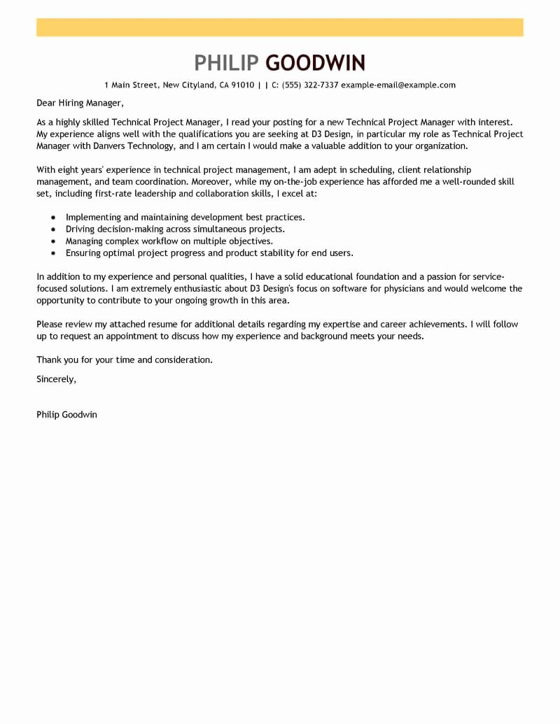 Best Technical Project Manager Cover Letter Examples