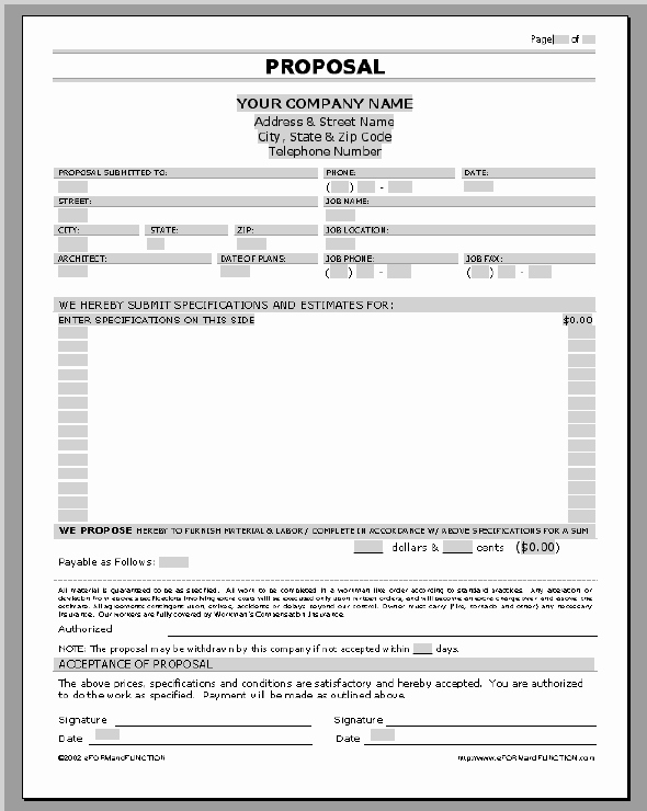 bid proposal template word