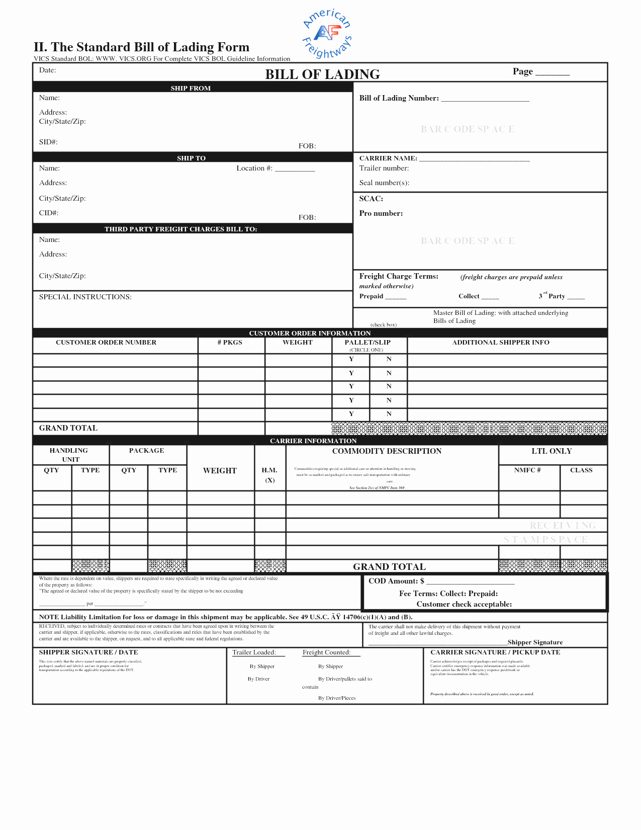 photo bill of lading form free images doc bol template standard free 3