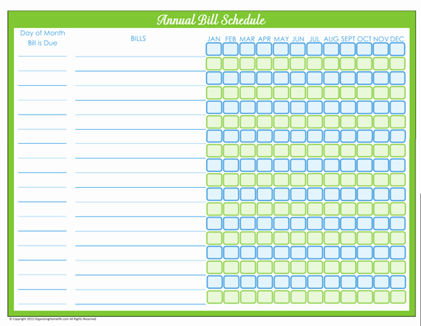 Bill Payment Schedule Editable Version organizing Homelife