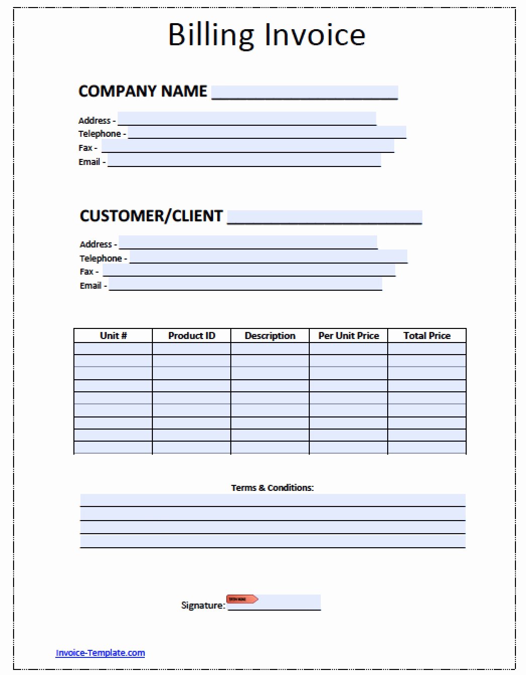 Billing Invoice Template Download Free Blank Invoice