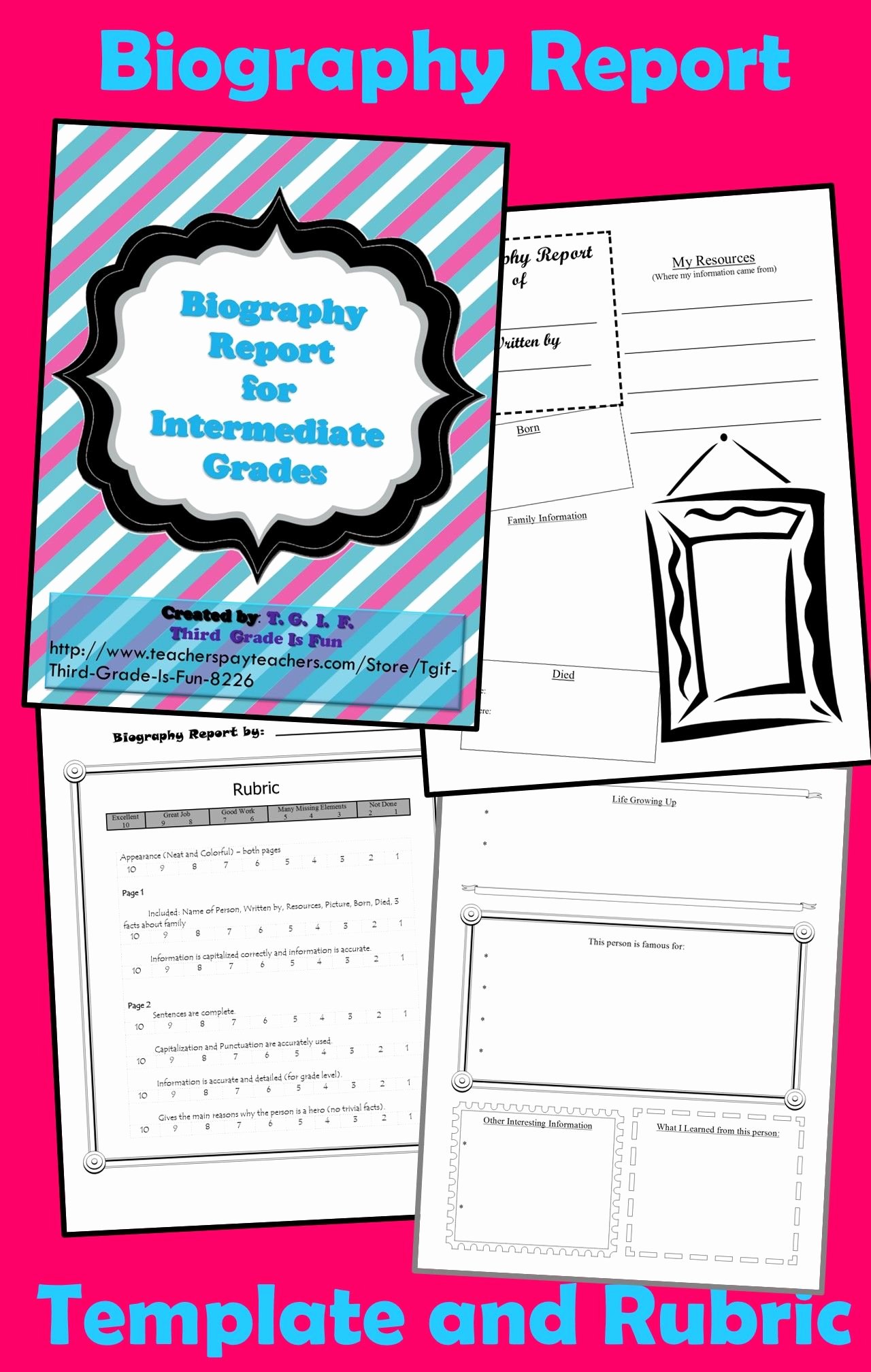 Biography Report Template for Intermediate Grade