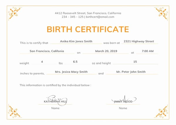 birth certificate templates